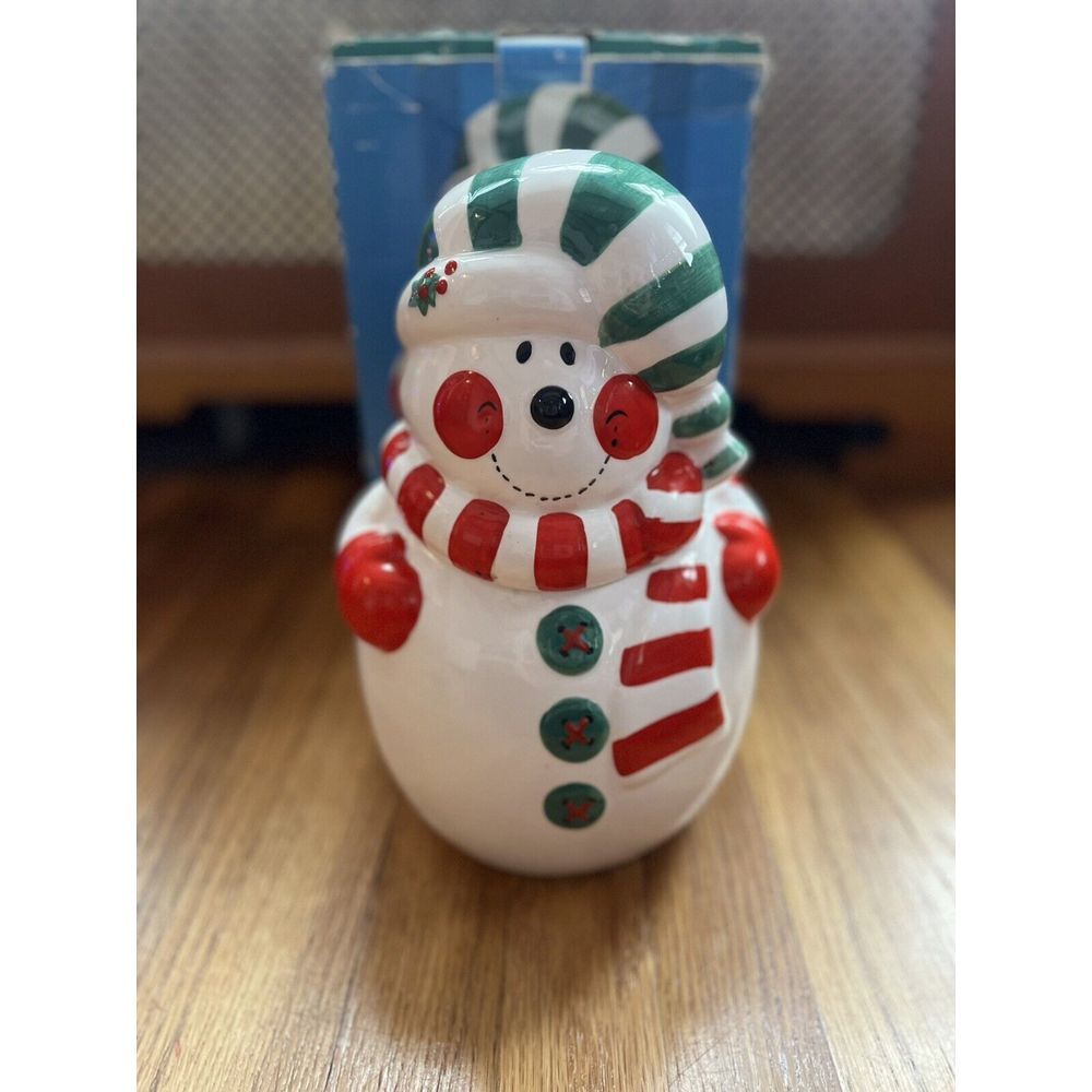 Snowman Holiday Christmas Winter Cookie Jar Vtg Ceramic 11" Frosty Collectible - Picture 2 of 14